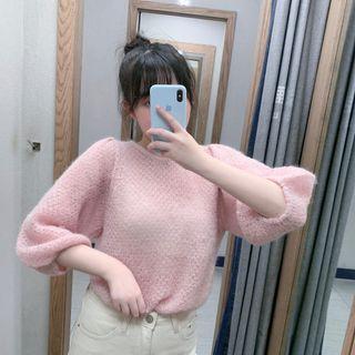 Set: Lantern-sleeve Sweater + Tube Top