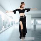 Dance Set: Cold-shoulder Top + Maxi Slit Skirt