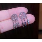 Dream Catcher Rhinestone Fringed Earring 1 Pair - S925 Silver Pin - Silver - One Size