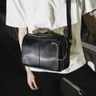 Faux Leather Messenger Bag Black - One Size