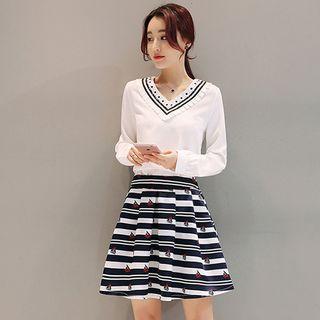 Set: Chiffon Top + Pleated Skirt