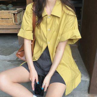 Short-sleeve Plain Shirt Curcumin - One Size