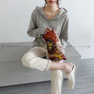 Open-placket M Lange Hoodie Gray - One Size