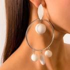 Acrylic Bead Alloy Hoop Dangle Earring 1 Pair - Silver - One Size