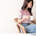 Short-sleeve Striped Square-collar Knit Top