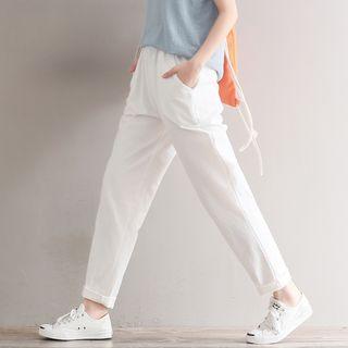 Straight Cut Cotton Linen Pants