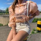Letter-printed Sheer Cropped Windbreaker