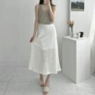 Waffle-knit A-line Long Skirt