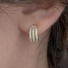 Rhinestone Layered Open Hoop Earring 1 Pair - Gold - One Size