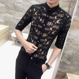 Elbow-sleeve Lace Shirt
