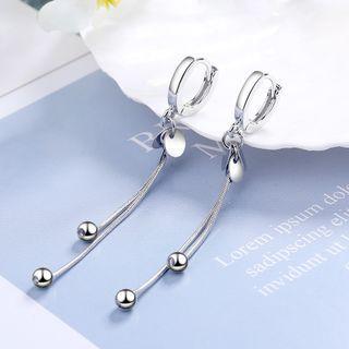 Disc & Bead Alloy Fringed Earring 1 Pair - Silver - One Size