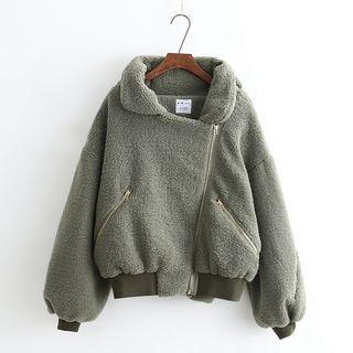 Fleece Zip-up Biker Jacket