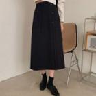 Stitched A-line Long Wrap Skirt