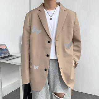 Butterfly Print Loose-fit Blazer