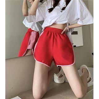 Elastic-waist Wide-leg Sports Shorts