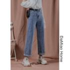 High-waist Straight-cut Ankle Jeans
