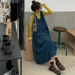 Mock-turtleneck Long-sleeve T-shirt / Midi Jumper Dress