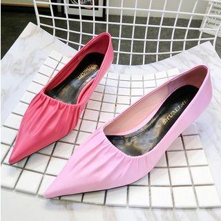 Pointy Toe Pleated Kitten Heel Pumps