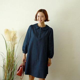 Peter Pan-collar Denim Shift Dress