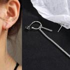 Non-matching Alloy Chained Dangle Earring 1 Pair - With Ear Nuts - Silver - One Size
