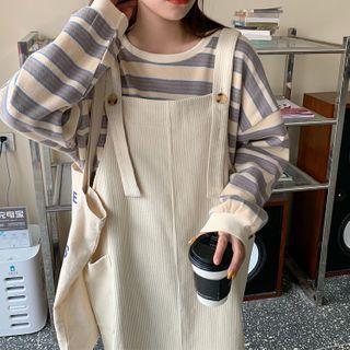 Long-sleeve Striped Sweatshirt / Plain Jumper Dress