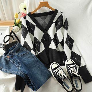 Argyle Cardigan Gray - One Size