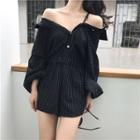 Pinstriped Long Sleeve Playsuit