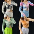Tie-dyed Button-up Light Knit Top