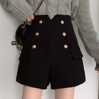 High-waist Double-breasted Dress Shorts