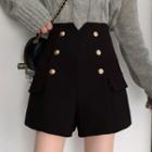 High-waist Double-breasted Dress Shorts