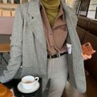 Herringbone Notch Lapel Single-breasted Jacket 6818 - Ash Coffee - One Size