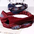 Knotted Pattern Elastic Hair Band Wine Red - One Size