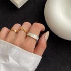 Set Of 3: Glaze / Alloy Ring (various Designs) 1 Set Of 3 - Gold & White - One Size
