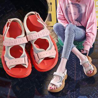 Hook & Loop Slingback Platform Sandals