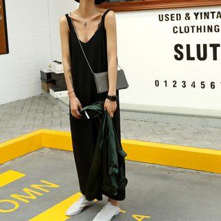 Slit Hem Midi Spaghetti Strap Dress