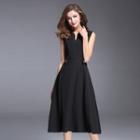 Sleeveless Notched-neck Dress