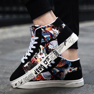 Printed High Top Lace-up Shoes