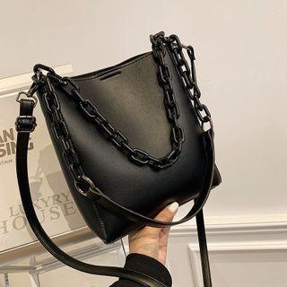 Faux Leather Tote Bag With Zip Pouch