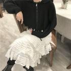 Zip Up Jacket / Layered Maxi Skirt
