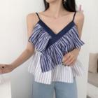 V-neck Striped Camisole Top As Shown In Figure - One Size