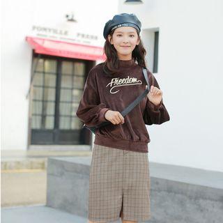 Mock-neck Velvet Letter Sweatshirt
