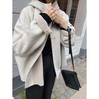 Handmade Hooded Herringbone Oversized Jacket