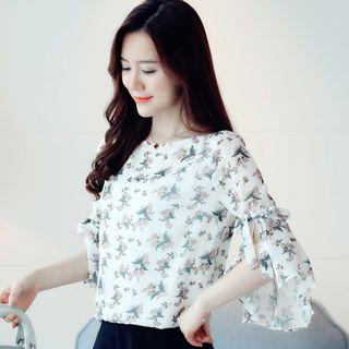 3/4 Sleeve Floral Print Blouse