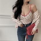 Long-sleeve Floral Cardigan / Floral Camisole Top