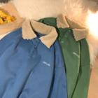 Fleece Polo Collar Embroidered Pullover