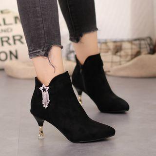 Star Rhinestone High Heel Ankle Boots
