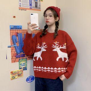 Round Neck Reindeer Sweater