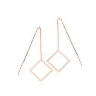 Simple And Fashion Plated Rose Gold Geometric Diamond Tassel 316l Stainless Steel Earrings Rose Gold - One Size