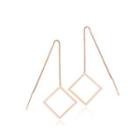 Simple And Fashion Plated Rose Gold Geometric Diamond Tassel 316l Stainless Steel Earrings Rose Gold - One Size