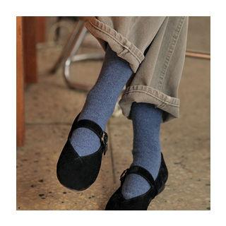 Oval-toe Suedette Mary Jane Flats